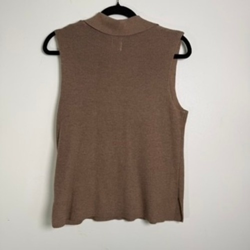 Joie Polo Sweater Vest Womens Medium Brown‎ Sleeveless Ribbed V-Neck Knit Top - Picture 9 of 9